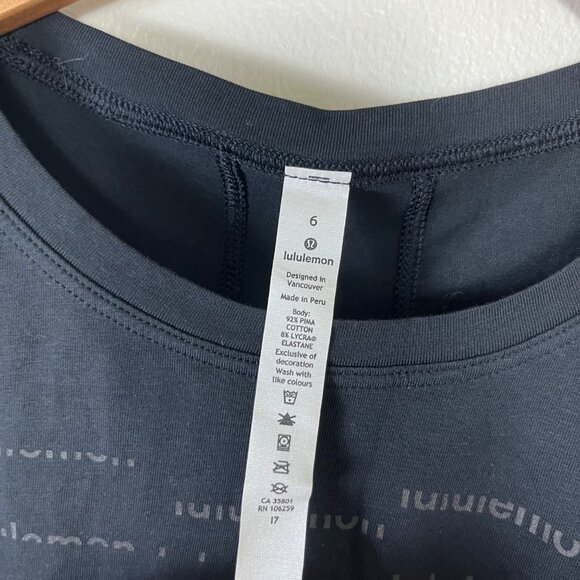 Lululemon Athletic Muscle Love Crop Tank Top Black Graphic NWT Women’s Sz 6 - Picture 5 of 6